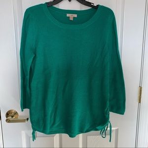 Green Scoop Neck sweater with lace-up sides